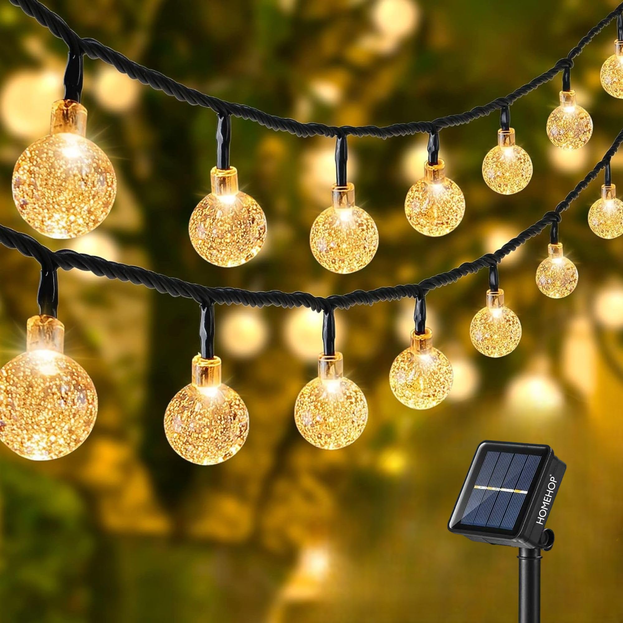 xergy waterproof solar string lights – 30 led crystal globe outdoor fairy lights for patio & garden